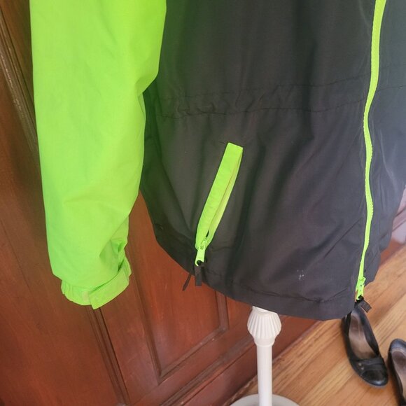 Vintage Woolrich Mens Windbreaker Jacket Green/Black Hooded Zip-Up Adjustable M - Picture 3 of 9